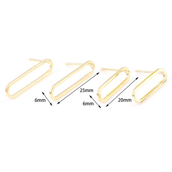 Picture of Brass Earring Accessories Real Gold Plated Oval Hollow