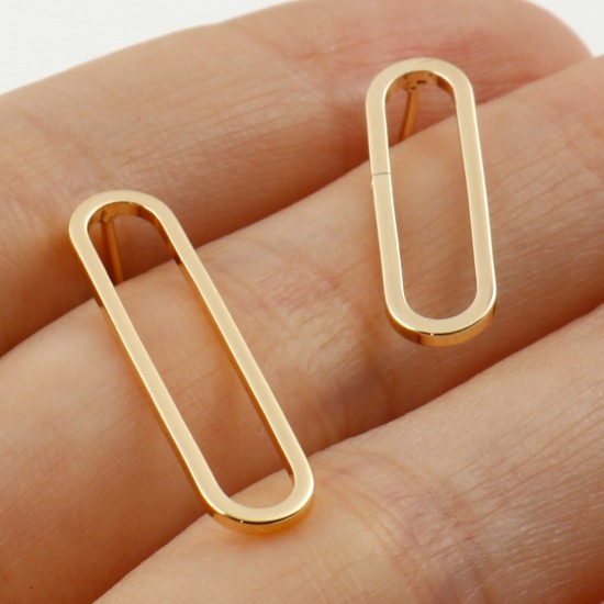 Picture of Brass Earring Accessories Real Gold Plated Oval Hollow