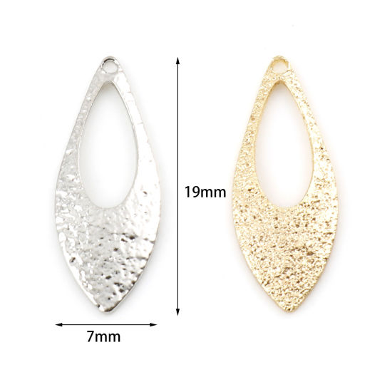 Immagine di Ottone Charms Foglia Vero Oro Placcato Polvere di Stelle 19mm x 7mm, 10 Pz
