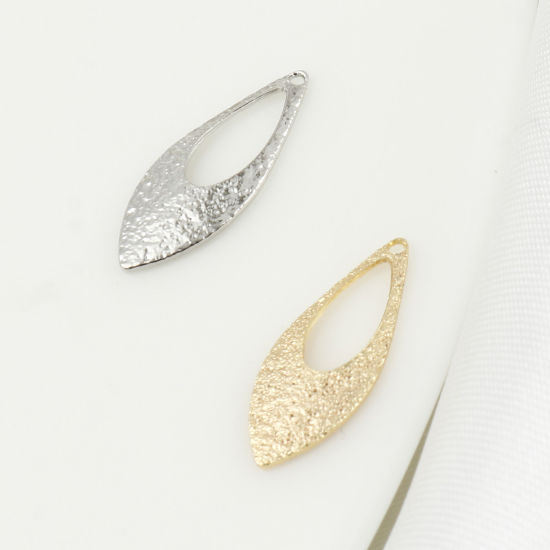Immagine di Ottone Charms Foglia Vero Oro Placcato Polvere di Stelle 19mm x 7mm, 10 Pz