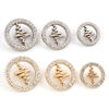 Picture of Zinc Based Alloy Medical Metal Sewing Shank Buttons Buttons Single Hole Round Multicolor Medical Heartbeat/ Electrocardiogram Carved White Rhinestone