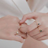 Picture of Stainless Steel & Gemstone Open Rings 14K Gold Plated Multicolor Drop
