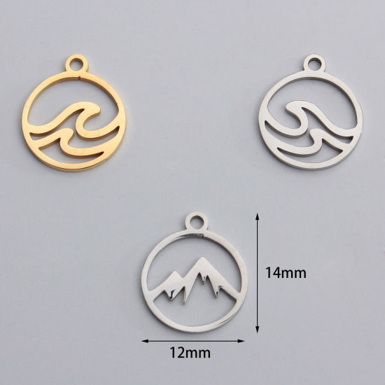 Bild von Edelstahl Charms Rund Bunt Hohl 14mm x 12mm, 2 Stück