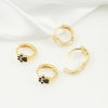 Picture of Brass Pet Memorial Hoop Earrings Real Gold Plated Dog Paw Claw Enamel 12mm x 11.6mm, Post/ Wire Size: (18 gauge)