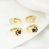 Picture of Brass Pet Memorial Hoop Earrings Real Gold Plated Dog Paw Claw Enamel 12mm x 11.6mm, Post/ Wire Size: (18 gauge)