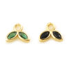 Picture of Brass Charms Leaf Real Gold Plated Multicolour Cubic Zirconia 6mm x 5mm