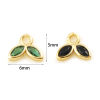 Picture of Brass Charms Leaf Real Gold Plated Multicolour Cubic Zirconia 6mm x 5mm