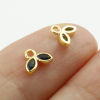 Picture of Brass Charms Leaf Real Gold Plated Multicolour Cubic Zirconia 6mm x 5mm