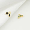 Picture of Brass Charms Leaf Real Gold Plated Multicolour Cubic Zirconia 6mm x 5mm