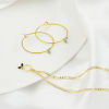 Picture of Brass Charms Leaf Real Gold Plated Multicolour Cubic Zirconia 6mm x 5mm