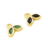 Picture of Brass Charms Leaf Real Gold Plated Multicolour Cubic Zirconia 6mm x 5mm
