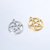 Picture of 304 Stainless Steel Charms Multicolor Round Pentagram Star Hollow 17mm x 15mm