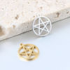 Picture of 304 Stainless Steel Charms Multicolor Round Pentagram Star Hollow 17mm x 15mm