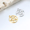 Picture of 304 Stainless Steel Charms Multicolor Round Pentagram Star Hollow 17mm x 15mm