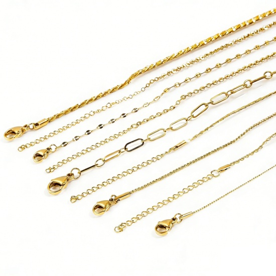 Image de Colliers En Gros Doré en 304 Acier Inoxydable, Chaînes, Unisexe Élégant Minimaliste Cadeau Bijoux pour Détaillants 1 Pièce