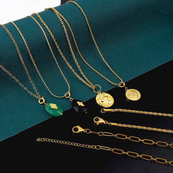 Image de Colliers En Gros Doré en 304 Acier Inoxydable, Chaînes, Unisexe Élégant Minimaliste Cadeau Bijoux pour Détaillants 1 Pièce