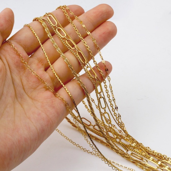 Image de Colliers En Gros Doré en 304 Acier Inoxydable, Chaînes, Unisexe Élégant Minimaliste Cadeau Bijoux pour Détaillants 1 Pièce