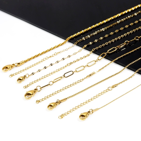 Image de Colliers En Gros Doré en 304 Acier Inoxydable, Chaînes, Unisexe Élégant Minimaliste Cadeau Bijoux pour Détaillants 1 Pièce