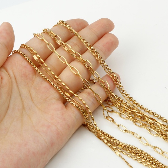 Image de Colliers En Gros Doré en 304 Acier Inoxydable, Chaînes, Unisexe Minimaliste Cadeau Bijoux pour Détaillants 1 Pièce