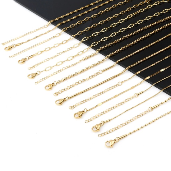 Image de Colliers En Gros Doré en 304 Acier Inoxydable, Chaînes, Unisexe Minimaliste Cadeau Bijoux pour Détaillants 1 Pièce