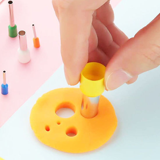 Image de Outil Pâte à Modeler en Plastique Perforateur de Trou pour la Fabrication de Bijoux de Boucle d'Oreille Pendentif en Argile Multicolore 1 Kit