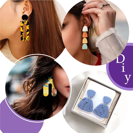 Image de Outil Pâte à Modeler en Plastique Perforateur de Trou pour la Fabrication de Bijoux de Boucle d'Oreille Pendentif en Argile Multicolore 1 Kit