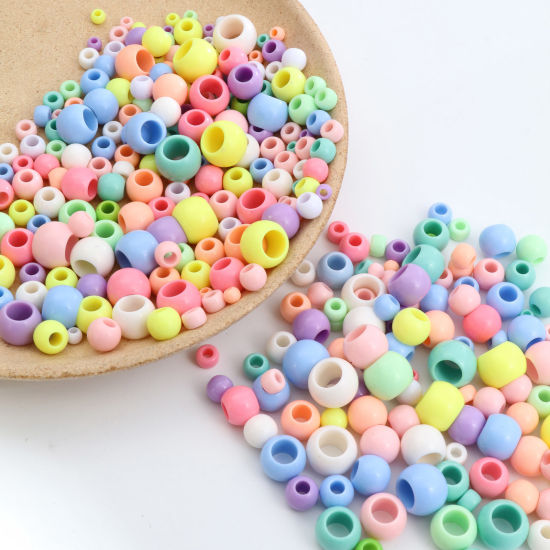 Image de Perles en Acrylique Rond Couleur au Hasard Opaque 1000 Pcs