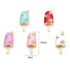 Picture of Zinc Based Alloy Charms Gold Plated Multicolor Ice Cream Heart Enamel Clear Rhinestone 25mm x 9mm