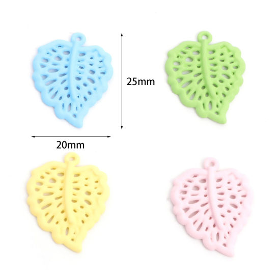 Picture of Zinc Based Alloy Charms Leaf Multicolor Painted 25mm x 20mm
