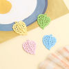 Immagine di Lega di Zinco Charms Foglia Multicolore Pittura 25mm x 20mm , 10 Pz