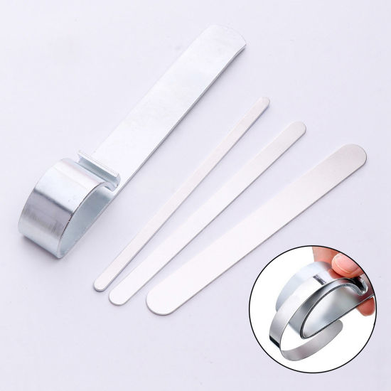 アルミ ジュエリーツール6mm バングル ブランクバー DIY カフブレスレット作り プレゼント アクセサリーパーツ 長方形 シルバートーン 1 個 の画像