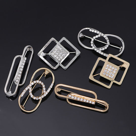 Picture of Exquisite Pin Brooches Multicolor Clear Rhinestone
