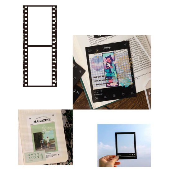PET DIY スクラップブック用シールセット シール ステッカー 素材 おしゃれ かわいい デコレーション  黒 + 白 1 セット ( 15 個/セット) の画像