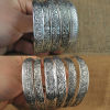 Image de Bracelet Manchette Jonc Semi-Ouvert Style Bohème Argent Vieilli Motif Sculpté 1 Pièce