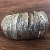Image de Bracelet Manchette Jonc Semi-Ouvert Style Bohème Argent Vieilli Motif Sculpté 1 Pièce