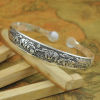 Image de Bracelet Manchette Jonc Semi-Ouvert Style Bohème Argent Vieilli Motif Sculpté 1 Pièce