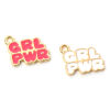 Picture of Zinc Based Alloy Charms Gold Plated Multicolor Girl Power Abbreviation Message " GRL PWR " Enamel 18mm x 15mm