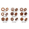 Picture of Natural Wood Ear Post Stud Earrings Findings Round Brown Flower W/ Loop
