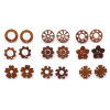 Picture of Natural Wood Ear Post Stud Earrings Findings Round Brown Flower W/ Loop