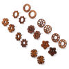 Picture of Natural Wood Ear Post Stud Earrings Findings Round Brown Flower W/ Loop