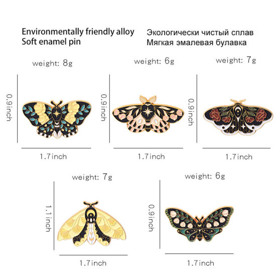 Image de Broche Epingle Insecte Papillon Doré Multicolore Émail 1 Pièce