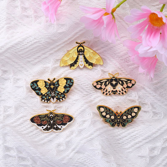Image de Broche Epingle Insecte Papillon Doré Multicolore Émail 1 Pièce