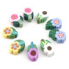 Picture of Polymer Clay Beads Flower Leaves Multicolor About 12mm x 8mm