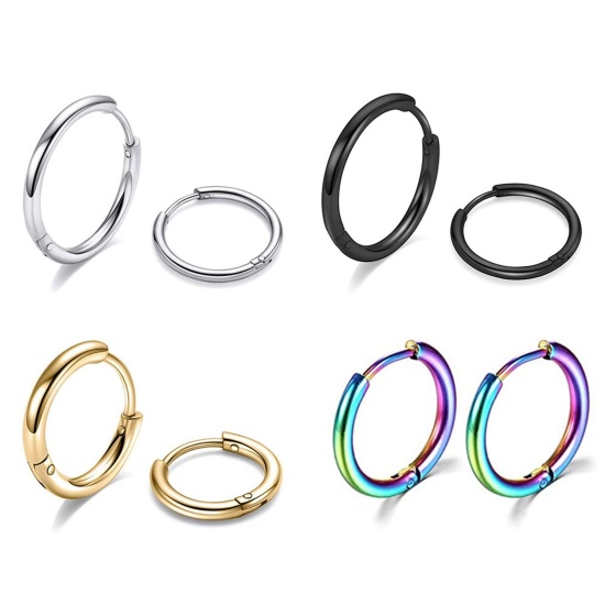 Image de Boucles d'Oreilles Créole Anneaux en Acier Inoxydable Simple Multicolore Rond 1 Paire
