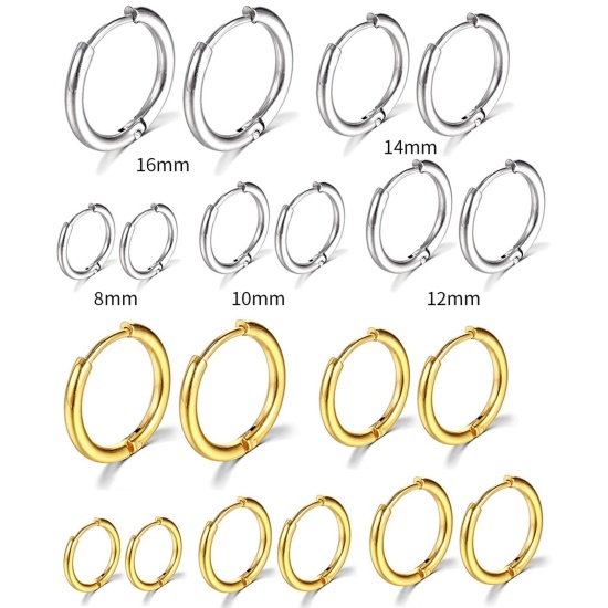Image de Boucles d'Oreilles Créole Anneaux en Acier Inoxydable Simple Multicolore Rond 1 Paire