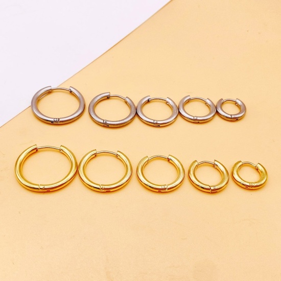 Image de Boucles d'Oreilles Créole Anneaux en Acier Inoxydable Simple Multicolore Rond 1 Paire