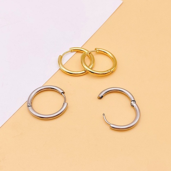 Image de Boucles d'Oreilles Créole Anneaux en Acier Inoxydable Simple Multicolore Rond 1 Paire