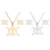 Picture of Stainless Steel Halloween Jewelry Necklace Earrings Set Multicolor Skull Hollow 45cm(17 6/8") long
