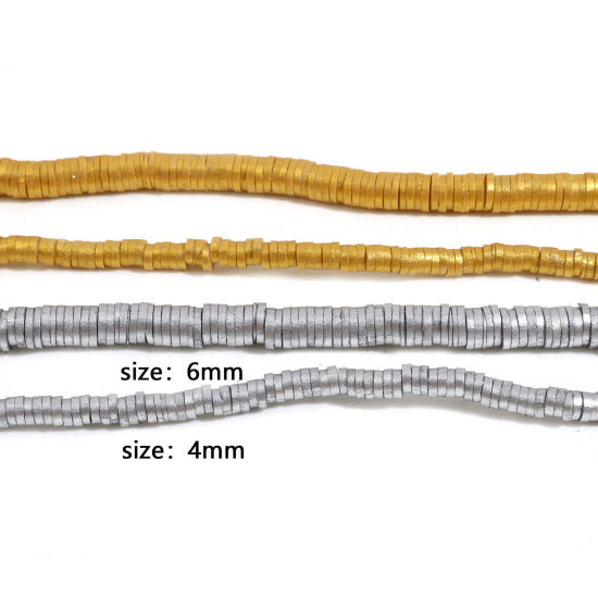 Image de Perles Heishi Katsuki en Pâte Polymère Rond Multicolore 6mm Dia, Taille de Trou: 2mm, 2 Enfilades