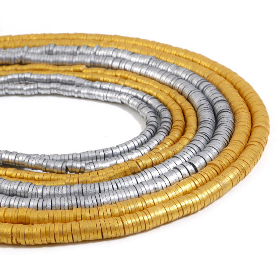 Image de Perles Heishi Katsuki en Pâte Polymère Rond Multicolore 6mm Dia, Taille de Trou: 2mm, 2 Enfilades